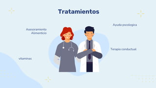 Tratamientos
Asesoramiento
Alimenticio
Terapia conductual
Ayuda pscologica
vitaminas