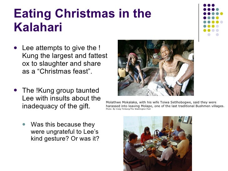 Essay on eating christmas in the kalahari