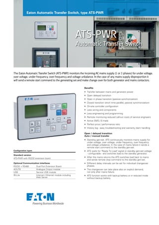 Eaton ats automatic transfer switch ats pwr | PDF | Computer ...