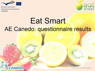 Eat Smart 
AE Canedo: questionnaire results 
13-10-2014 Karnobat, Bulgária 
 