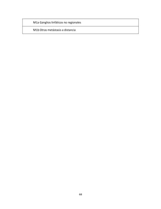 44
M1a Ganglios linfáticos no regionales
M1b Otras metástasis a distancia
 