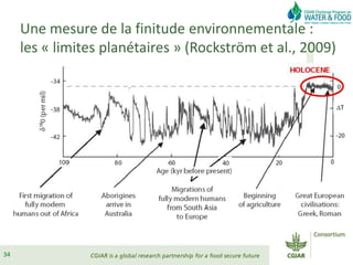 Une mesure de la finitude environnementale :
les « limites planétaires » (Rockström et al., 2009)
34
 