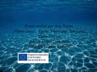 Les ressources en eau à Vatra Dornei