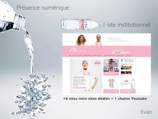 Présence numérique

                                    1 site institutionnel




               +6 sites mini sites dédiés + 1 chaine Youtube


                                                        Evian
 