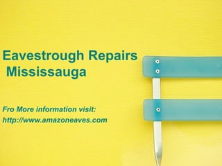 Eavestrough Repairs
Mississauga
Fro More information visit:
http://www.amazoneaves.com
 