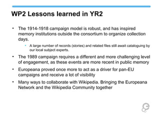 Europeana Awareness year 2 review slides for Workpackage 2 'End-user engagement'