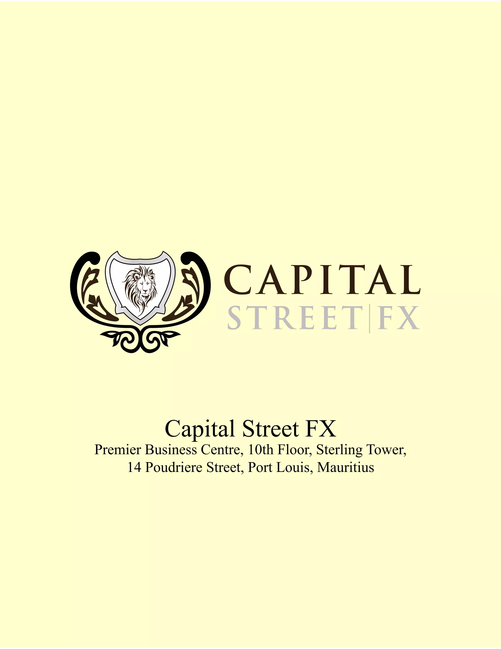Option Banque Training Series Vol. 1
CAPITAL STREET FX
STREET FX
CAPITAL
Capital Street FX
Premier Business Centre, 10th Floor, Sterling Tower,
14 Poudriere Street, Port Louis, Mauritius
 