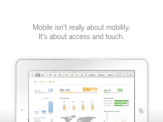 Mobile isn’t really about mobility.
It’s about access and touch.
 