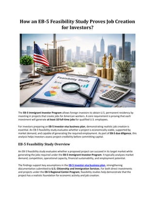 How an EB-5 Feasibility Study Proves Job Creation for Investors? | PDF