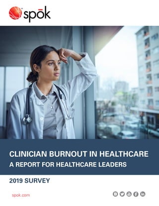 CLINICIAN BURNOUT IN HEALTHCARE
A REPORT FOR HEALTHCARE LEADERS
2019 SURVEY
spok.com
spok.com
SM
 