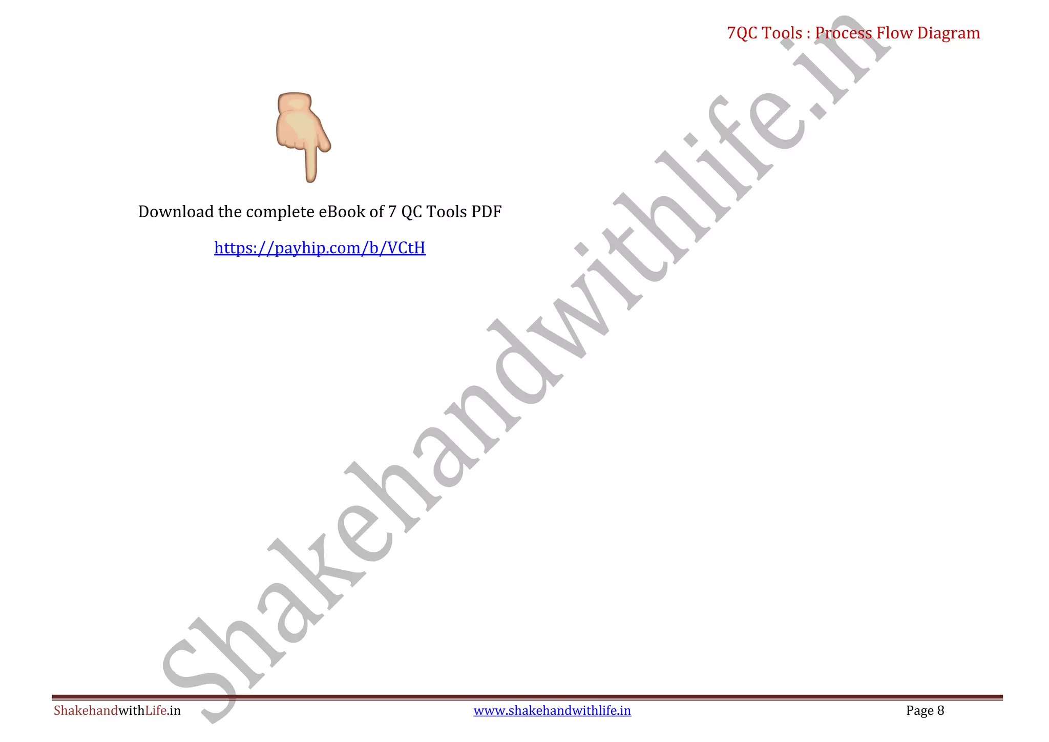7QC Tools : Process Flow Diagram
ShakehandwithLife.in www.shakehandwithlife.in Page 8
Download the complete eBook of 7 QC Tools PDF
https://payhip.com/b/VCtH
 