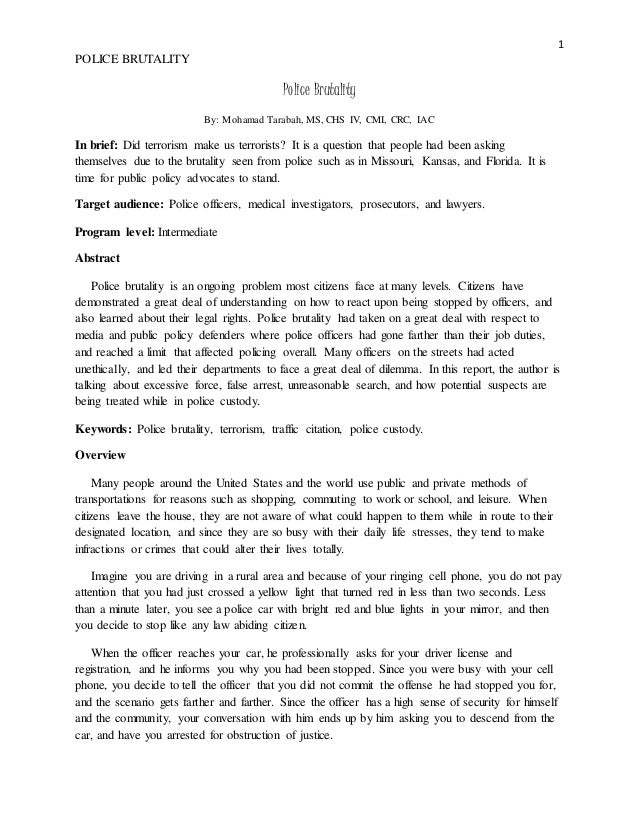 Research proposal on police brutality