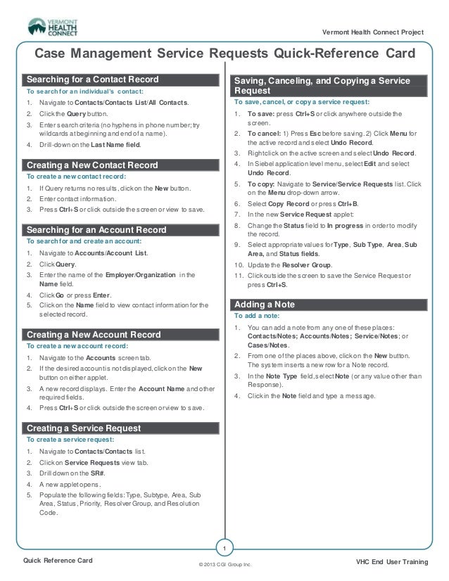 case management quick reference guide service requests how to create a quick reference guide