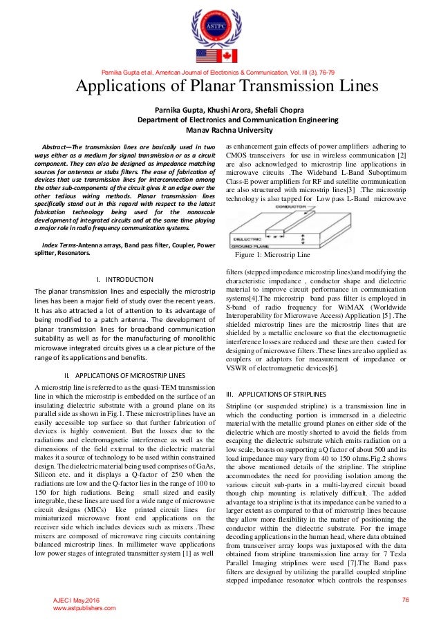 applications of planar transmission lines
