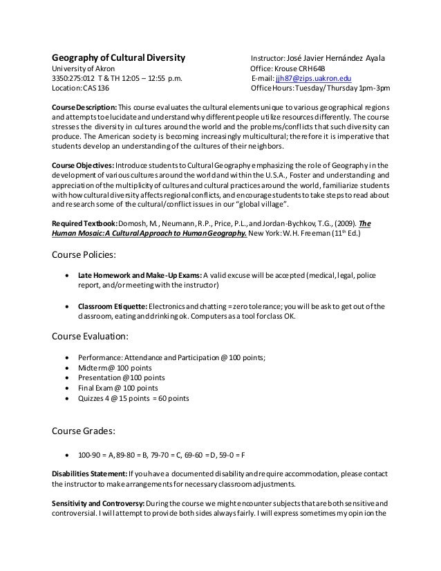 Cultural Diversity Syllabus