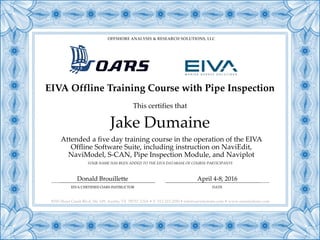 EIVA Offline Course Certificate of Completion_JakeDumaine | PDF