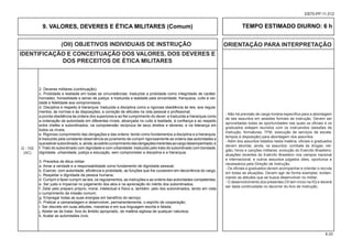 IDENTIFICAÇÃO E CONCEITUAÇÃO DOS VALORES, DOS DEVERES E
DOS PRECEITOS DE ÉTICA MILITARES
8-20
(OII) OBJETIVOS INDIVIDUAIS DE INSTRUÇÃO ORIENTAÇÃO PARA INTERPRETAÇÃO
EB70-PP-11.012
9. VALORES, DEVERES E ÉTICA MILITARES (Comum) TEMPO ESTIMADO DIURNO: 6 h
Q - 102
(AC)
2. Deveres militares (continuação):
c. Probidade e lealdade em todas as circunstâncias: traduzida a probidade como integridade de caráter,
honradez, honestidade e senso de justiça; e traduzida a lealdade pela sinceridade, franqueza, culto à ver-
dade e fidelidade aos compromissos;
d. Disciplina e respeito à hierarquia: traduzida a disciplina como a rigorosa obediência às leis, aos regula-
mentos, às normas e às disposições; a correção de atitudes na vida pessoal e profissional;
a pronta obediência às ordens dos superiores e ao fiel cumprimento do dever; e traduzida a hierarquia como
a ordenação da autoridade em diferentes níveis, alicerçada no culto à lealdade, à confiança e ao respeito
entre chefes e subordinados; na compreensão recíproca de seus direitos e deveres, e na liderança em
todos os níveis;
e. Rigoroso cumprimento das obrigações e das ordens: tendo como fundamentos a disciplina e a hierarquia,
é traduzido pela constante observância ao juramento de cumprir rigorosamente as ordens das autoridades a
queestiversubordinado,e,ainda,aoestritocumprimentodasobrigaçõesinerentesaocargodesempenhado;e
f. Trato do subordinado com dignidade e com urbanidade: traduzido pelo trato do subordinado com bondade,
dignidade, urbanidade, justiça e educação, sem comprometer a disciplina e a hierarquia.
3. Preceitos de ética militar:
a. Amar a verdade e a responsabilidade como fundamento de dignidade pessoal;
b. Exercer, com autoridade, eficiência e probidade, as funções que lhe couberem em decorrência do cargo;
c. Respeitar a dignidade da pessoa humana;
d. Cumprir e fazer cumprir as leis, os regulamentos, as instruções e as ordens das autoridades competentes;
e. Ser justo e imparcial no julgamento dos atos e na apreciação do mérito dos subordinados;
f. Zelar pelo preparo próprio, moral, intelectual e físico e, também, pelo dos subordinados, tendo em vista
o cumprimento da missão comum;
g. Empregar todas as suas energias em benefício do serviço;
h. Praticar a camaradagem e desenvolver, permanentemente, o espírito de cooperação;
i. Ser discreto em suas atitudes, maneiras e em sua linguagem escrita e falada;
j. Abster-se de tratar, fora do âmbito apropriado, de matéria sigilosa de qualquer natureza;
k. Acatar as autoridades civis;
- Não há previsão de carga horária específica para a abordagem
de tais assuntos em sessões formais de instrução. Devem ser
aproveitadas todas as oportunidades nas quais os oficiais e os
graduados estejam reunidos com os instruendos (sessões de
instrução, formaturas, TFM, execução de serviços de escala,
tempos à disposição) para abordagem dos assuntos.
- Além dos assuntos listados nesta matéria, oficiais e graduados
devem abordar, ainda, os assuntos: combate às drogas; reli-
gião; hinos e canções militares; evolução do Exército Brasileiro;
atuações recentes do Exército Brasileiro nos campos nacional
e internacional; e outros assuntos julgados úteis, oportunos e
necessários pela Direção de Instrução.
- Os oficiais e graduados devem acompanhar e orientar o recruta
em todas as situações. Devem agir de forma exemplar, eviden-
ciando as atitudes que se busca desenvolver no militar.
- O desenvolvimento dos presentes OII tem início na IIQ e deverá
ser dada continuidade no decorrer do Ano de Instrução.
 
