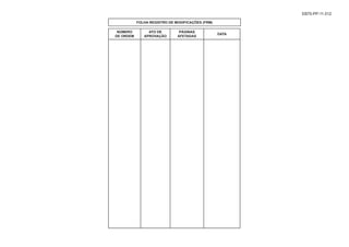 EB70-PP-11.012
FOLHA REGISTRO DE MODIFICAÇÕES (FRM)
NÚMERO
DE ORDEM
ATO DE
APROVAÇÃO
PÁGINAS
AFETADAS
DATA
 