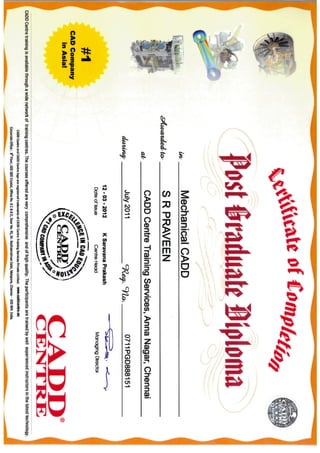 CAD centre certificate