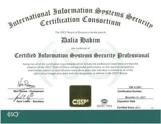 Dalia - CISSP certificate 2017