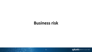 Business risk
21
SECURITY &
COMPLIANCE
REPORTING
 