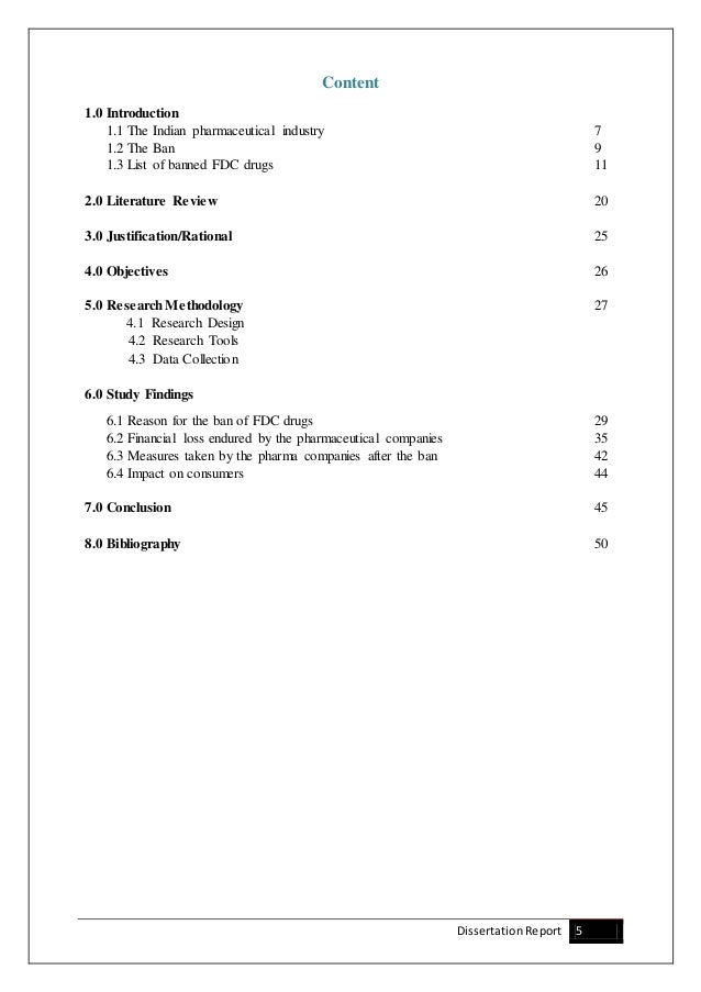 Dissertation report pharmaceutical industry