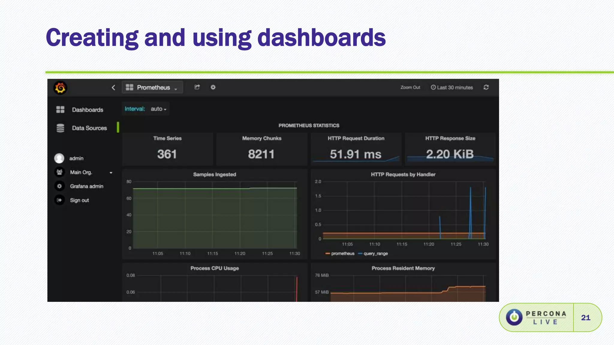 Creating and using dashboards
21
 