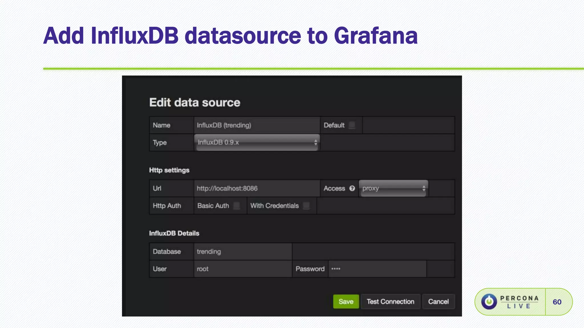 Add InfluxDB datasource to Grafana
60
 