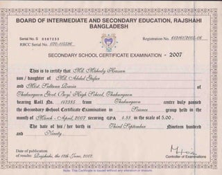 Certificate(SSC)
