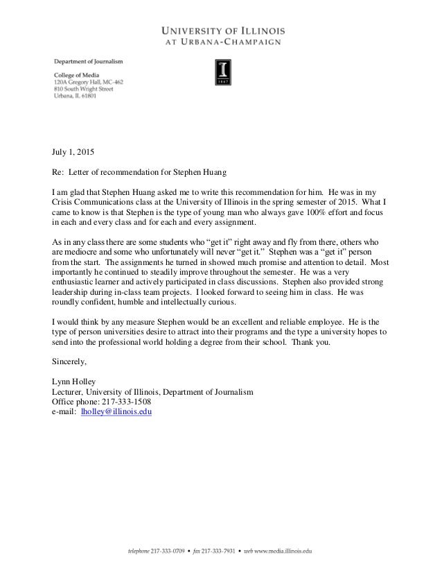 letter of recommendation university of illinois at urbana champaign recommendation letter