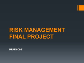 RISK MANAGEMENT
FINAL PROJECT
PRMG-095
 