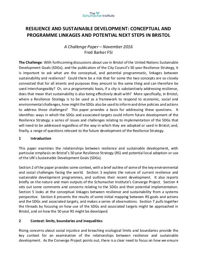 nov 2016 resilience and sustainability