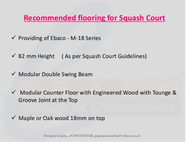 Squash Court Floors - Squash Court Information