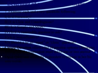 Designing of questionnaire: Stages-4 7. Examine each and every questions following: I) Is it Necessary? II) It is Clear and Unambiguous? III) Is it Simple and Short? IV) Is it A reasonable question to ask? V) Is it Non-offensive? VI) Should it be an “open” or “close” question? Closed Question  offers a list of possible options (Answers) from which the respondent must select one or two answer Open Question  offers the respondent to answer in her/his own words. 