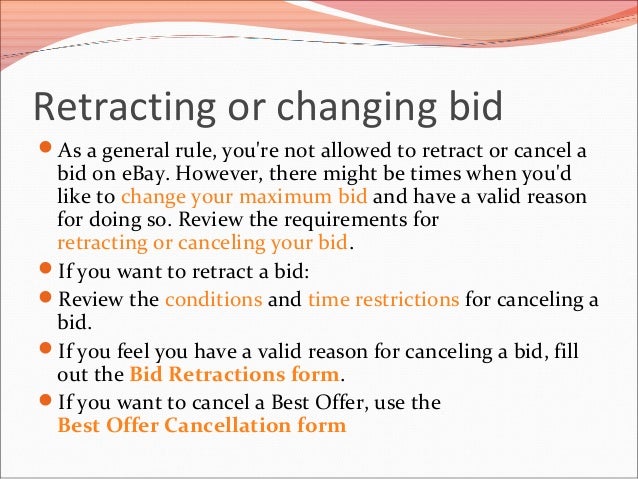 retraction bid form