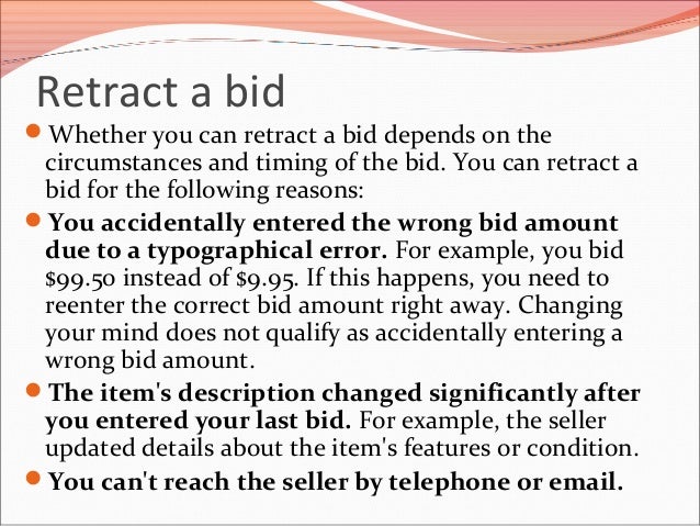 retraction bid form