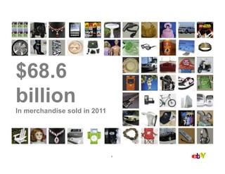 $68.6
billion
In merchandise sold in 2011




                              3	
  
 
