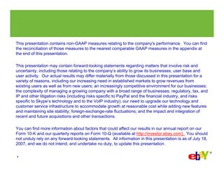 eBay  Q2-2007 Earnings Slides