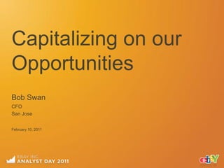 Capitalizing on our
Opportunities
Bob Swan
CFO
San Jose


February 10, 2011
 