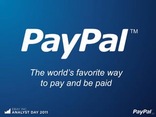 The world’s favorite way
  to pay and be paid


                           77
 