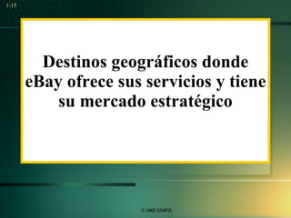 Destinos geográficos donde eBay ofrece sus servicios y tiene su mercado estratégico 1- 