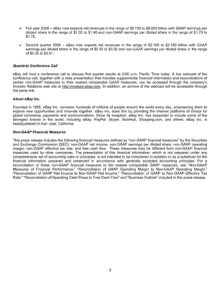E Bay Finalq12008 Earnings Release