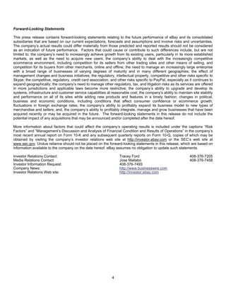 E Bay Finalq12008 Earnings Release