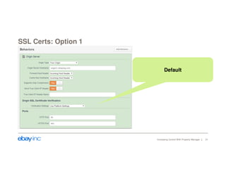SSL Certs: Option 1 
Default 
Increasing Control With Property Manager 21 
 