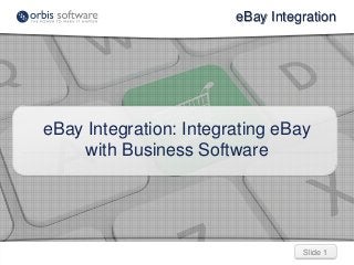 Slide 1Slide 1
eBay Integration
eBay Integration: Integrating eBay
with Business Software
 