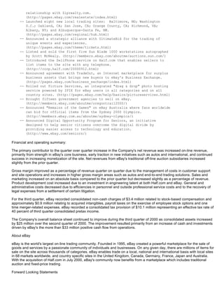 Ebay News 2000 10 19 Earnings