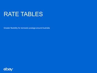 RATE TABLES
Greater flexibility for domestic postage around Australia

 
