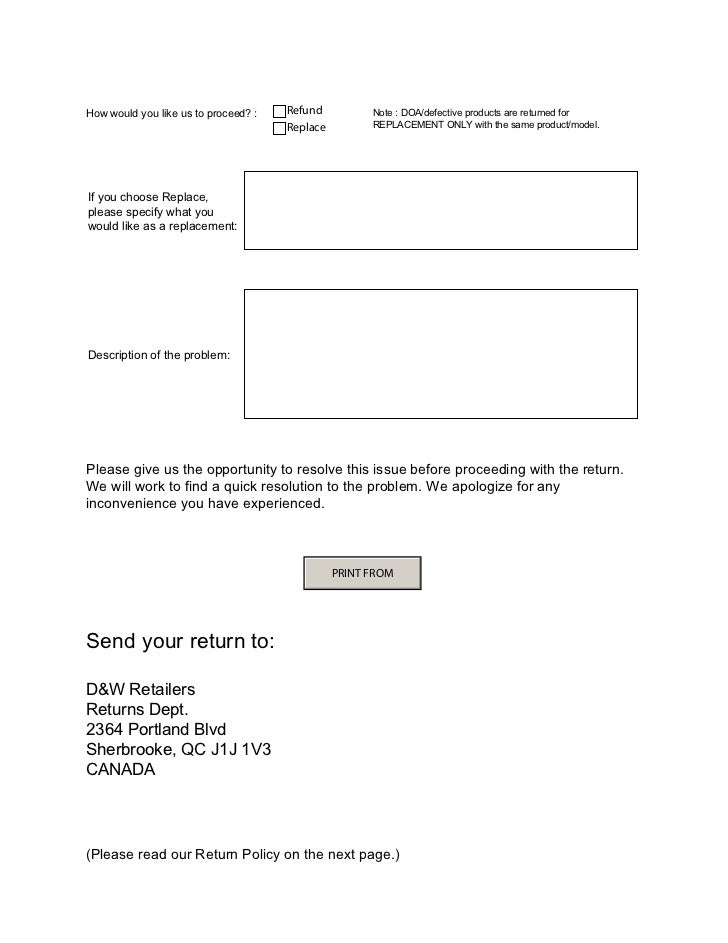 return merchandise authorization form return merchandise form
