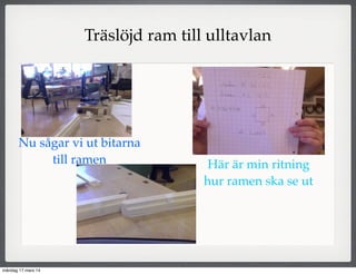 Träslöjd ram till ulltavlan
Nu sågar vi ut bitarna
till ramen Här är min ritning
hur ramen ska se ut
måndag 17 mars 14
 