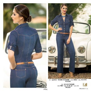 Ref. 342002 Vestido en Denim · Color: Único · Tallas: XS-S-M-L 
$179.990 
Ref. 302203 Calzado 
Color: Miel · Tallas: 35 al 40 · Tacón: 12 
$119.990 
ebba.com.co // 43 
 